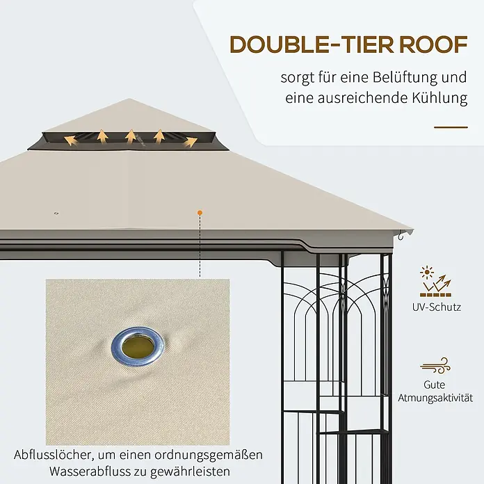 Outsunny Standard-Pavillon - Farbe Gestell: Dunkelgrau, Metall