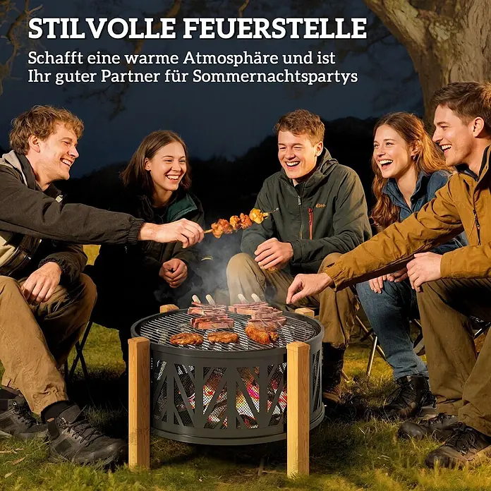 Outsunny Holzkohlegrill - Grillfläche (B x T): 58 x 58 cm, Durchmesser Grillfläche: 58 cm, Schwarz