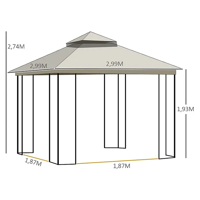 Outsunny Standard-Pavillon - Farbe Gestell: Dunkelgrau, Metall