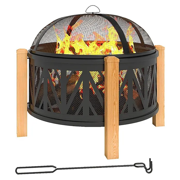 Outsunny Holzkohlegrill - Grillfläche (B x T): 58 x 58 cm, Durchmesser Grillfläche: 58 cm, Schwarz