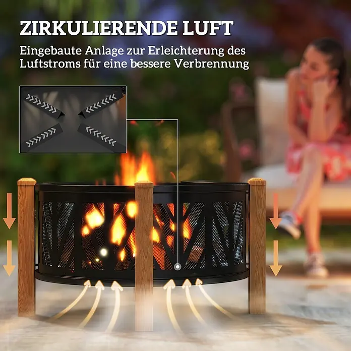 Outsunny Holzkohlegrill - Grillfläche (B x T): 58 x 58 cm, Durchmesser Grillfläche: 58 cm, Schwarz