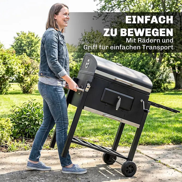 Outsunny Holzkohlegrill - Grillfläche (B x T): 41,6 x 55 cm, Durchmesser Grillfläche: 69 cm, Schwarz