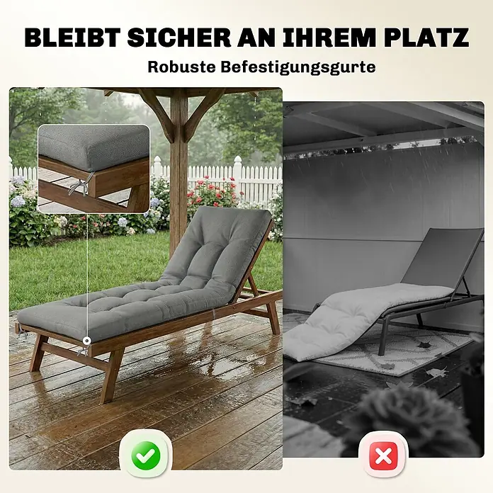 Outsunny Sitzauflage - Bank, Hollywoodschaukel, Sonnenliege, 1 Stk., L x B x H: 65 x 198 x 13 cm, 100% Polyester, Hellgrau