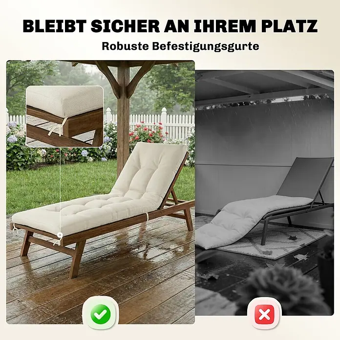 Outsunny Sitzauflage - Gartenbank, Hollywoodschaukel, Sonnenliege, 1 Stk., L x B x H: 65 x 198 x 13 cm, 100% Polyester, Beige