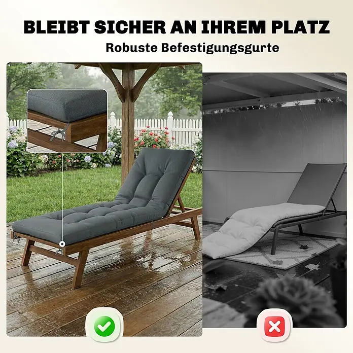 Outsunny Sitzauflage - Bank, Hollywoodschaukel, Sonnenliege, 1 Stk., L x B x H: 65 x 198 x 13 cm, 100% Polyester, Dunkelgrau