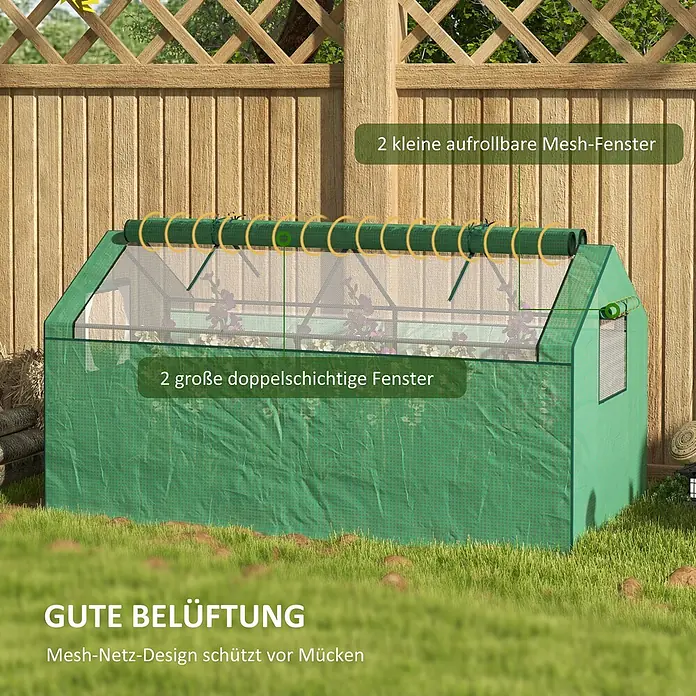 Outsunny Gewächshaus - 180 x 92 cm, Material Seitenwand: Kunststoff, 0,3 mm, Grün