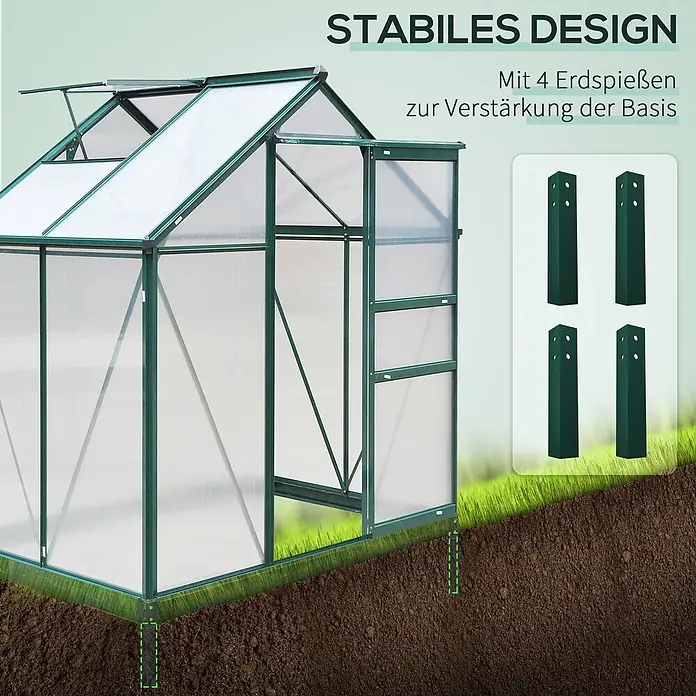 Outsunny Gewächshaus - 190 x 132 cm, Material Seitenwand: Sonstige, 0,5 mm, Grün