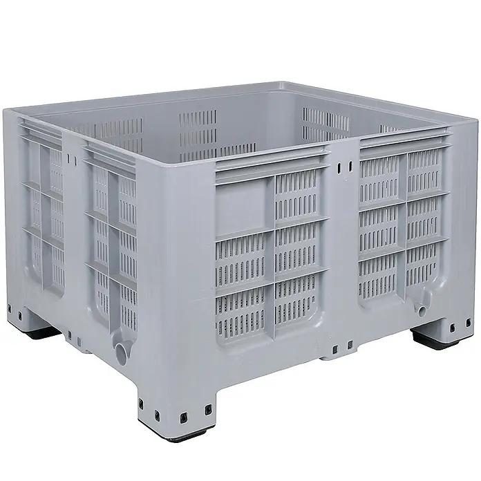 BRB Palettenbox - L x B x H: 120 x 100 x 76 cm, 610 l, grau
