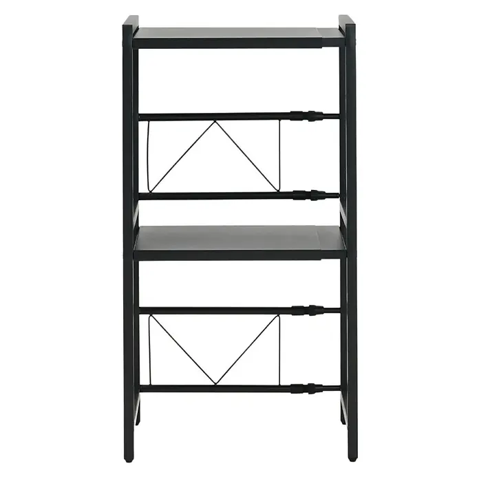 Berlinlodge Metallregal Verstellbares Mikrowellenregal NEXO 3-Stufig 80x40-60x36 cm Metall Schwarz - H x B x T: 80 x 60 x 36 cm, Anzahl Böden: 2 Stk., Schrauben, Schwarz