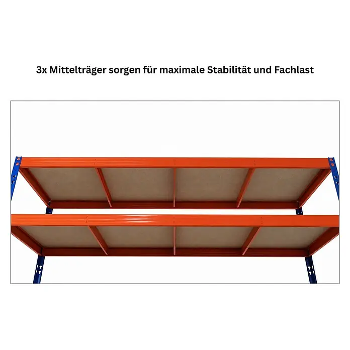 Proregal Schwerlastregal - H x B x T: 200 x 240 x 70 cm, Traglast pro Boden: 450 kg, Anzahl Böden: 5 Stk., Stecken, Schwarz