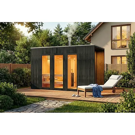 FinnTherm  Saunahaus Tim black 72mm Wandstärke