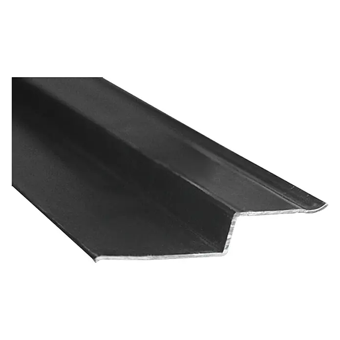 Gutta Abdeckprofil - 200 x 8 cm, Schwarz - Nahaufnahme eines schwarzen Metallprofils mit einer Stufe. Das Profil ist glatt und reflektiert das Licht, was seine Form betont.