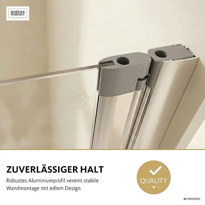 SCHÖNER WOHNEN-Kollektion Badewannenaufsatz Elara 2-teilig Faltbar 100 x 140 Chom - B x H: 100 x 140 cm, Chrom