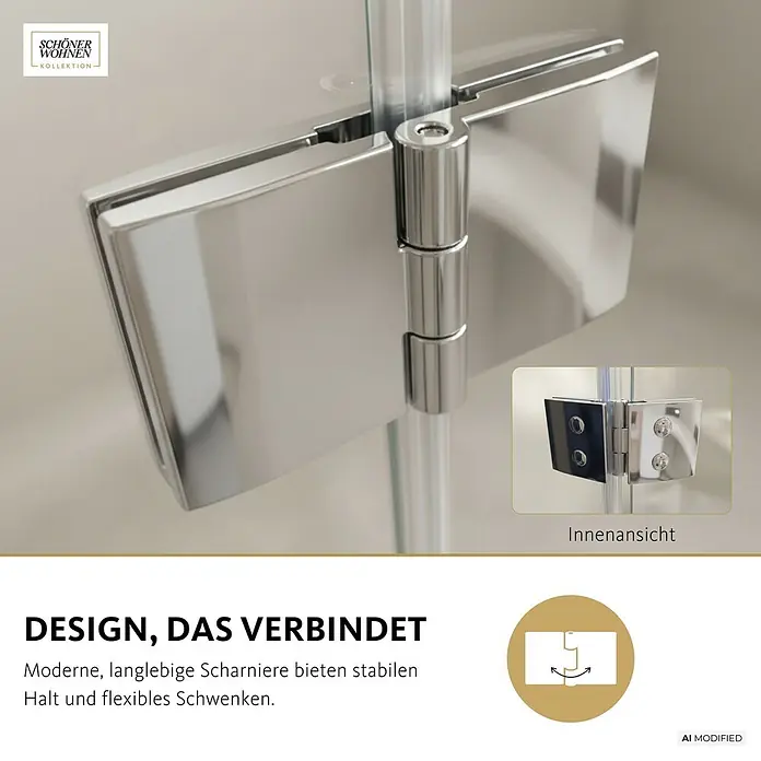 SCHÖNER WOHNEN-Kollektion Badewannenaufsatz Elara 2-teilig Faltbar 100 x 140 Chom - B x H: 100 x 140 cm, Chrom