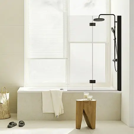 SCHÖNER WOHNEN-Kollektion  Badewannenaufsatz Elara 2-teilig Faltbar 100 x 140 Mattschwarz