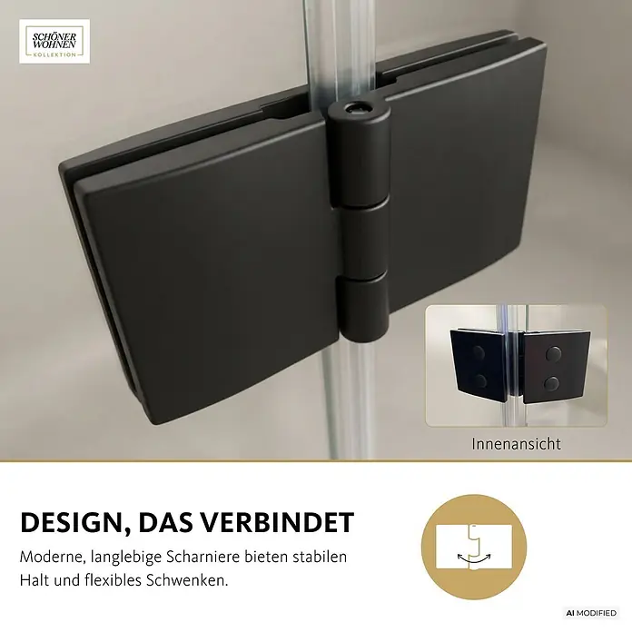 SCHÖNER WOHNEN-Kollektion Badewannenaufsatz Elara 2-teilig Faltbar 100 x 140 Mattschwarz - B x H: 100 x 140 cm, Mattschwarz
