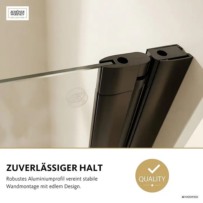 SCHÖNER WOHNEN-Kollektion Badewannenaufsatz Elara 2-teilig Faltbar 100 x 140 Mattschwarz - B x H: 100 x 140 cm, Mattschwarz