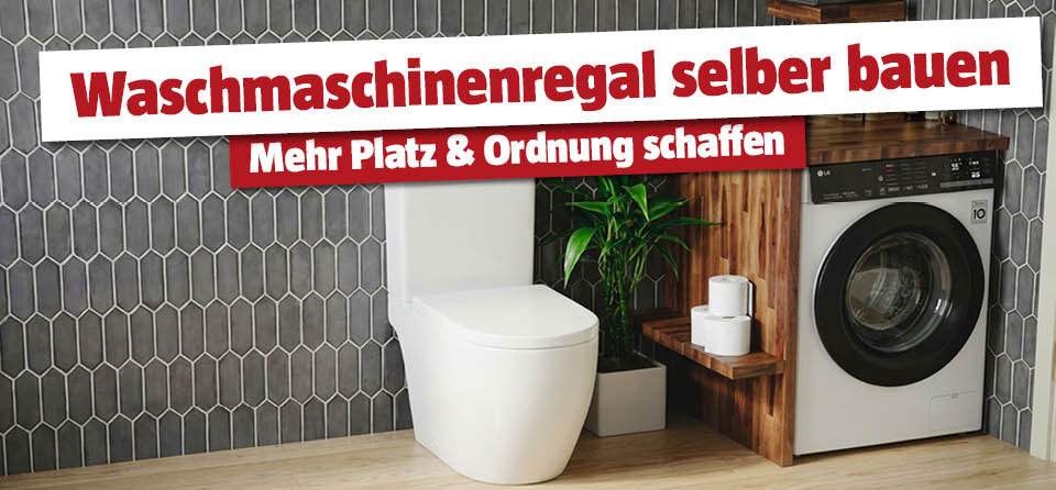 Selbstgemachtes Waschmaschinenregal im Badezimmer