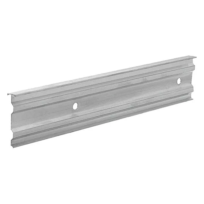 Sarei Kappleiste - 2.000 x 56 x 13 mm, Zuschnittbreite: 60 mm - Hier ist eine Metallschiene mit zwei Löchern. Die Metallschiene dient zur Befestigung von Gegenständen an Wänden oder anderen Oberflächen.