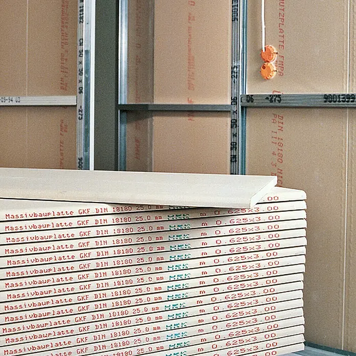 Knauf Gipskartonplatte Massiv GKF - 2.000 x 625 x 20 mm - Stapel Massivbauplatten GKF DIN 18180 25.0 mm, ideal für den Innenausbau und Trockenbau.