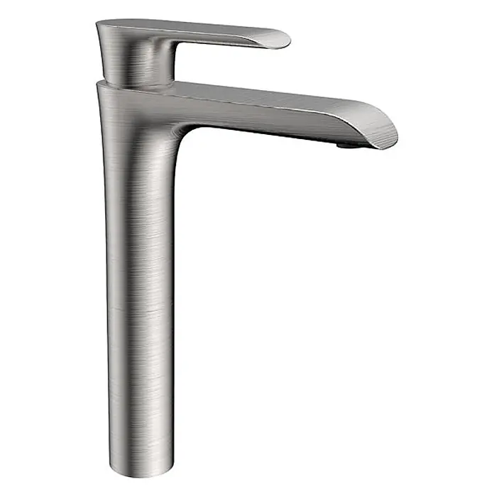 Hudor Waschtischarmatur Enipée - Seidenmatt - Hoher, moderner Einhebel-Waschtischarmatur in gebürstetem Nickel.