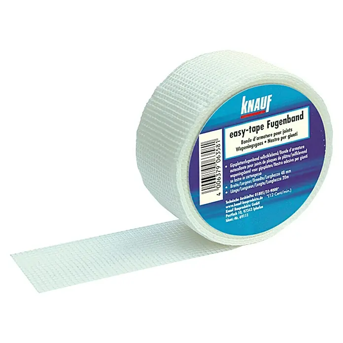 Knauf Fugenband easy-tape - 45 m x 5 cm - Rolle Knauf Easy-Tape Fugenband, ein selbstklebendes Armierungsband für Gipskartonplatten, 48 mm breit und 20 m lang.