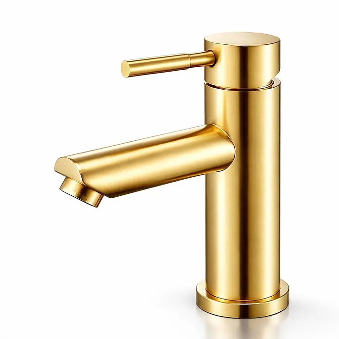Hudor Waschtischarmatur 002 -  - Eleganter Einhebel-Badarmatur in gebürstetem Gold.