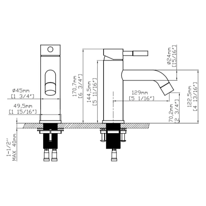Hudor Waschtischarmatur Waschbadebrenne b205 01 - Seidenmatt