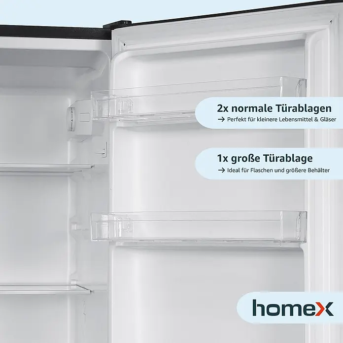 homeX Kühl-Gefrierkombination CFS1110-B - Nutzinhalt Gesamt: 173 l, 56 cm x 495 mm x 1.425 mm, Schwarz
