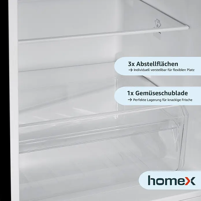 homeX Kühl-Gefrierkombination CFS1110-B - Nutzinhalt Gesamt: 173 l, 56 cm x 495 mm x 1.425 mm, Schwarz