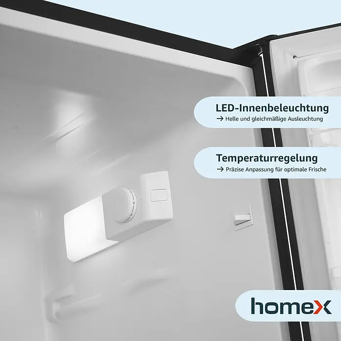 homeX Kühl-Gefrierkombination CFS1110-B - Nutzinhalt Gesamt: 173 l, 56 cm x 495 mm x 1.425 mm, Schwarz