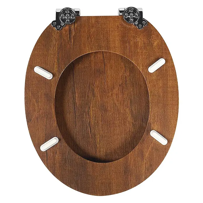 SAINOS WC-Sitz MDF WC-Sitz, Braun, Universal-O-Form, Absenkautomatik, Unten - MDF, Braun, Mit Absenkautomatik
