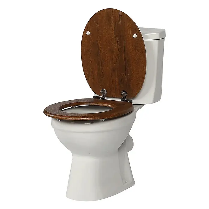 SAINOS WC-Sitz MDF WC-Sitz, Braun, Universal-O-Form, Absenkautomatik, Unten - MDF, Braun, Mit Absenkautomatik