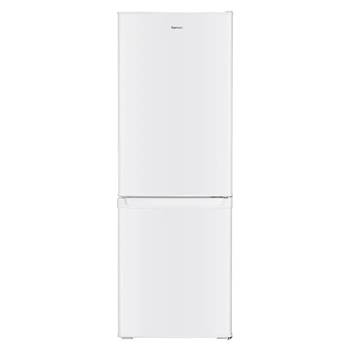 homeX Kühl-Gefrierkombination CFS1110-W - Nutzinhalt Gesamt: 173 l, 56 cm x 495 mm x 1.425 mm, Weiß - Weißer freistehender homex Kühlschrank mit zwei Türen.
