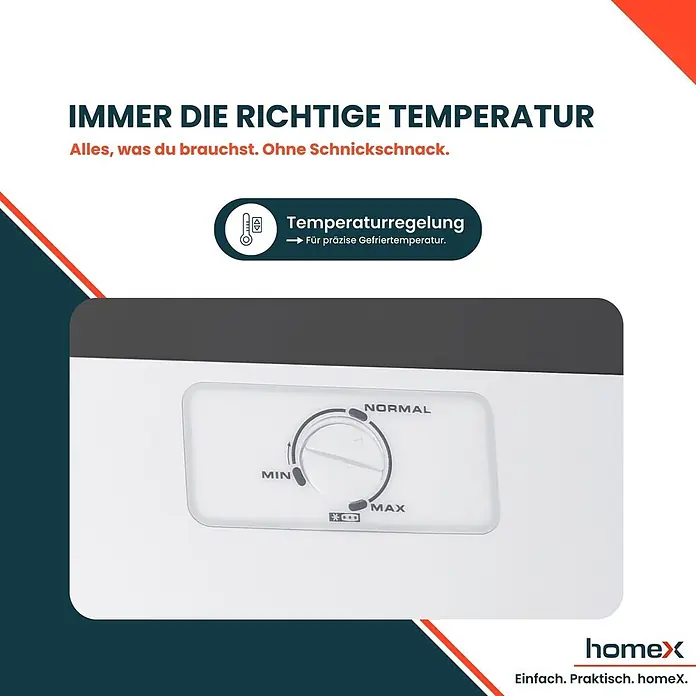 homeX Tiefkühlschrank FS1682E-S - Nutzinhalt Gesamt: 168 l, 57,5 cm x 545 mm x 1.425 mm, Weiß