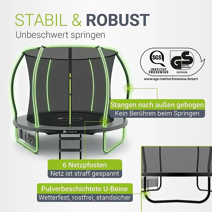 Juskys Trampolin - Durchmesser: 228 cm, Schwarz