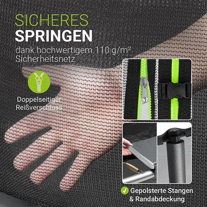Juskys Trampolin - Durchmesser: 228 cm, Schwarz