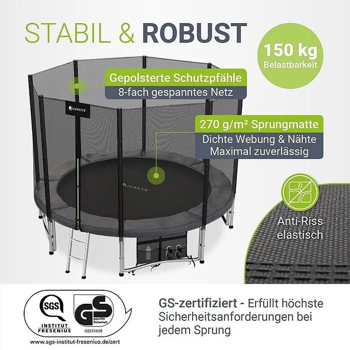 Juskys Trampolin - Durchmesser: 305 cm, Schwarz