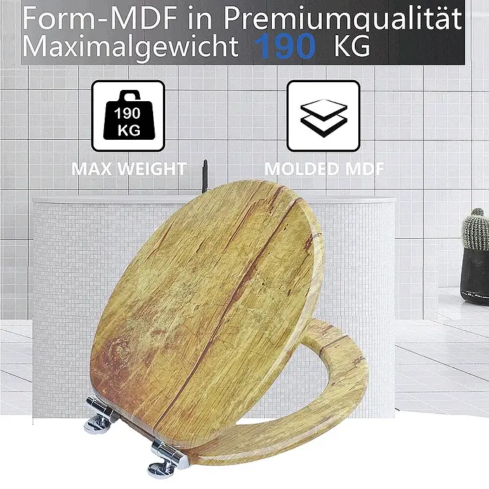 SAINOS WC-Sitz MDF WC-Sitz, Universal-O-Form, Absenkautomatik, Unten - MDF, Gelb, Mit Absenkautomatik