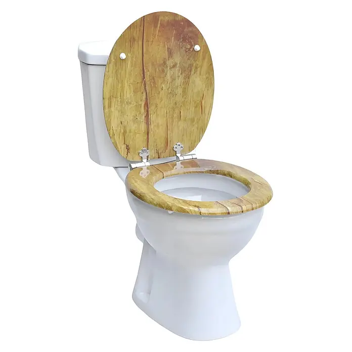 SAINOS WC-Sitz MDF WC-Sitz, Universal-O-Form, Absenkautomatik, Unten - MDF, Gelb, Mit Absenkautomatik