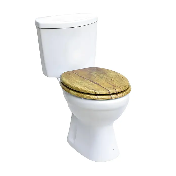 SAINOS WC-Sitz MDF WC-Sitz, Universal-O-Form, Absenkautomatik, Unten - MDF, Gelb, Mit Absenkautomatik