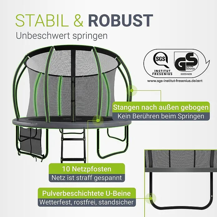 Juskys Trampolin - Durchmesser: 366 cm, Schwarz