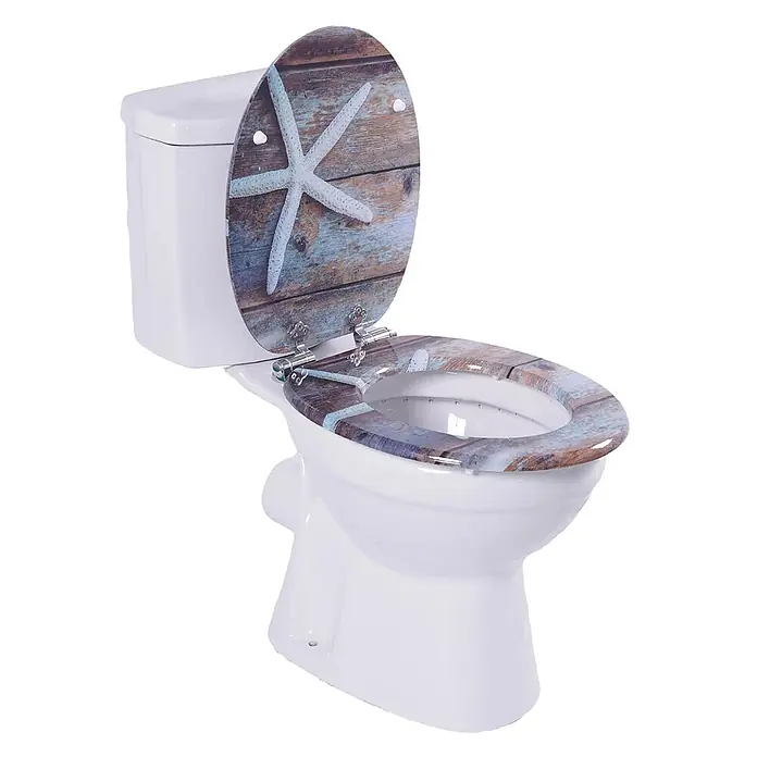 SAINOS WC-Sitz MDF WC-Sitz, Bronze, Universal-O-Form, Absenkautomatik, Unten - MDF, Bronze, Mit Absenkautomatik