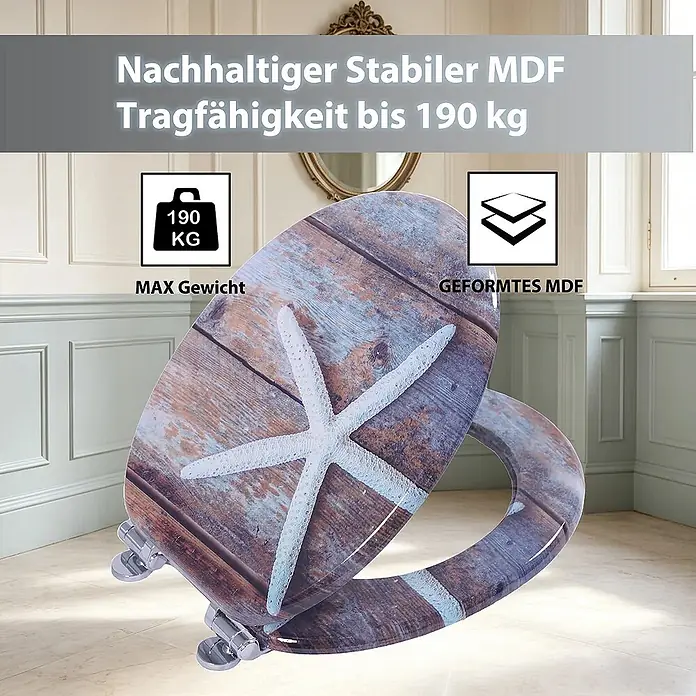 SAINOS WC-Sitz MDF WC-Sitz, Bronze, Universal-O-Form, Absenkautomatik, Unten - MDF, Bronze, Mit Absenkautomatik