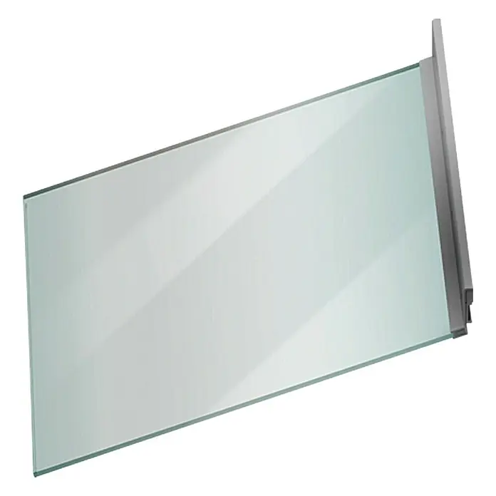 ACO Therm Lichtschachtabdeckung - 122 x 48 cm, Einscheibensicherheitsglas (ESG) - Aufnahme einer Glasscheibe mit einem grauen Rahmen. Das Glas ist klar und hell und der Rahmen ist schlicht und modern.