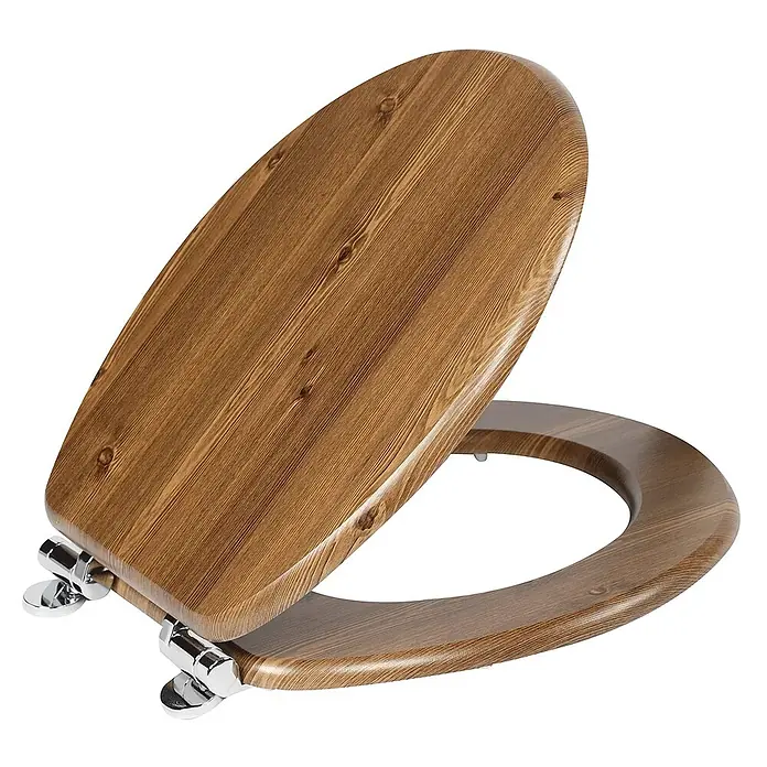 SAINOS WC-Sitz MDF WC-Sitz, Braun, Universal-O-Form, Absenkautomatik, Unten - MDF, Braun, Mit Absenkautomatik