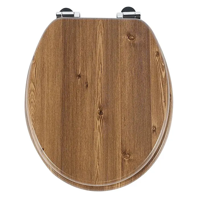 SAINOS WC-Sitz MDF WC-Sitz, Braun, Universal-O-Form, Absenkautomatik, Unten - MDF, Braun, Mit Absenkautomatik