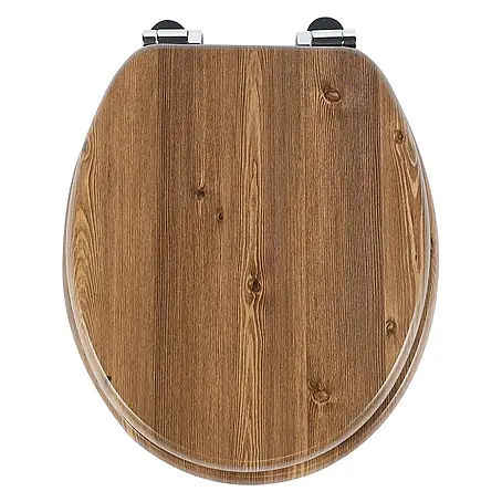 SAINOS  WC-Sitz MDF WC-Sitz, Braun, Universal-O-Form, Absenkautomatik, Unten