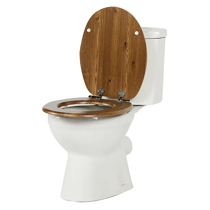 SAINOS WC-Sitz MDF WC-Sitz, Braun, Universal-O-Form, Absenkautomatik, Unten - MDF, Braun, Mit Absenkautomatik
