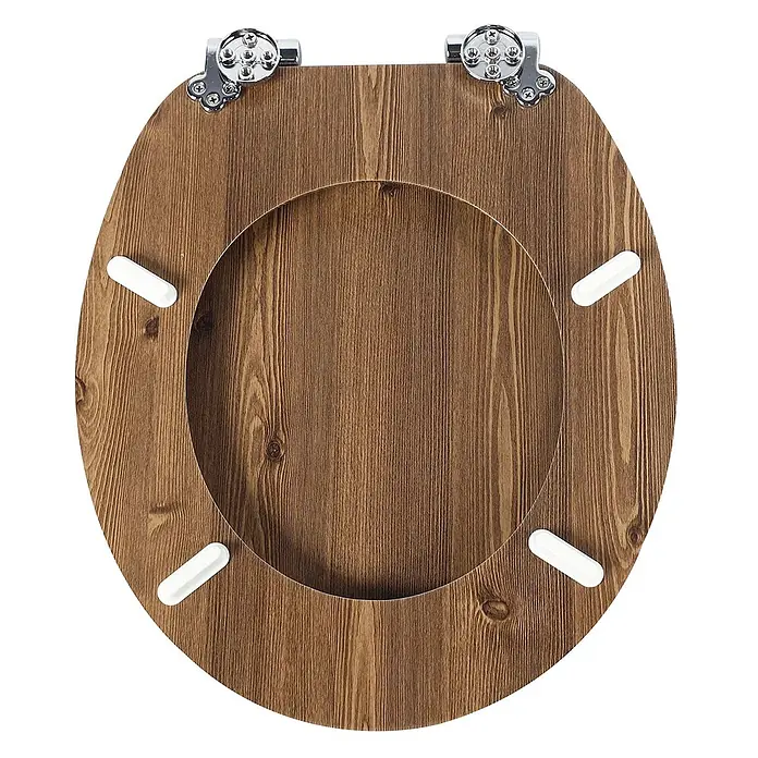 SAINOS WC-Sitz MDF WC-Sitz, Braun, Universal-O-Form, Absenkautomatik, Unten - MDF, Braun, Mit Absenkautomatik